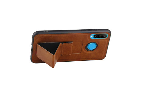 Grip Stand Hardcase Backcover - Telefoonhoesje - Achterkant Hoesje - Geschikt voor Huawei P30 Lite / Nova 4E - Bruin