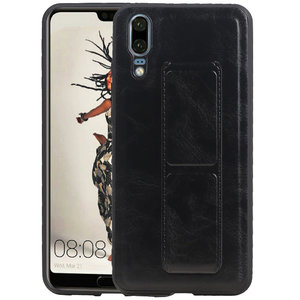 BAOHU Grip Stand Hardcase Backcover - Telefoonhoesje - Achterkant Hoesje - Geschikt voor Huawei P20 - Zwart