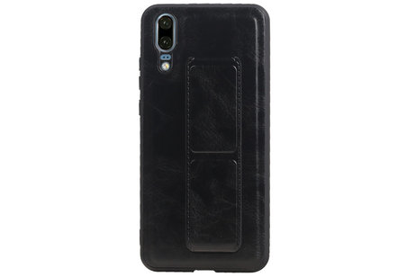 Grip Stand Hardcase Backcover - Telefoonhoesje - Achterkant Hoesje - Geschikt voor Huawei P20 - Zwart