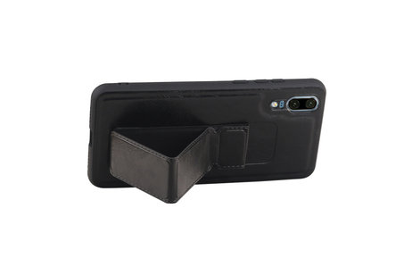 Grip Stand Hardcase Backcover - Telefoonhoesje - Achterkant Hoesje - Geschikt voor Huawei P20 - Zwart