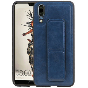 Grip Stand Hardcase Backcover - Telefoonhoesje - Achterkant Hoesje - Geschikt voor Huawei P20 - Blauw