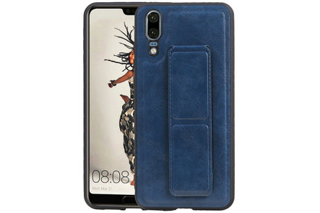 BAOHU Grip Stand Hardcase Backcover - Telefoonhoesje - Achterkant Hoesje - Geschikt voor Huawei P20 - Blauw