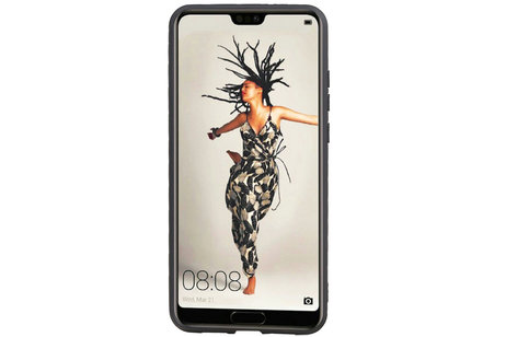 Grip Stand Hardcase Backcover - Telefoonhoesje - Achterkant Hoesje - Geschikt voor Huawei P20 - Rood