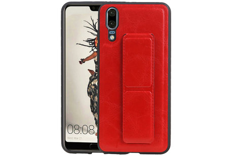 Grip Stand Hardcase Backcover - Telefoonhoesje - Achterkant Hoesje - Geschikt voor Huawei P20 - Rood