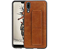 Grip Stand Hardcase Backcover - Telefoonhoesje - Achterkant Hoesje - Geschikt voor Huawei P20 - Bruin