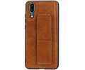 Grip Stand Hardcase Backcover - Telefoonhoesje - Achterkant Hoesje - Geschikt voor Huawei P20 - Bruin