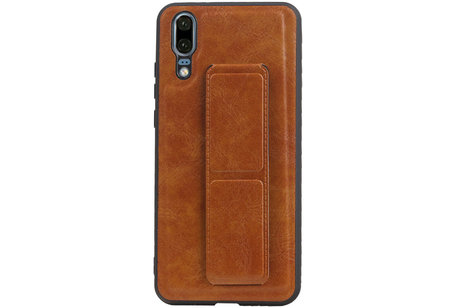 BAOHU Grip Stand Hardcase Backcover - Telefoonhoesje - Achterkant Hoesje - Geschikt voor Huawei P20 - Bruin