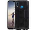 BAOHU Grip Stand Hardcase Backcover - Telefoonhoesje - Achterkant Hoesje - Geschikt voor Huawei P20 Lite - Zwart