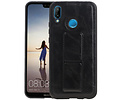 Grip Stand Hardcase Backcover - Telefoonhoesje - Achterkant Hoesje - Geschikt voor Huawei P20 Lite - Zwart