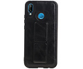 BAOHU Grip Stand Hardcase Backcover - Telefoonhoesje - Achterkant Hoesje - Geschikt voor Huawei P20 Lite - Zwart