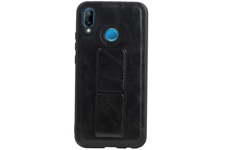 BAOHU Grip Stand Hardcase Backcover - Telefoonhoesje - Achterkant Hoesje - Geschikt voor Huawei P20 Lite - Zwart