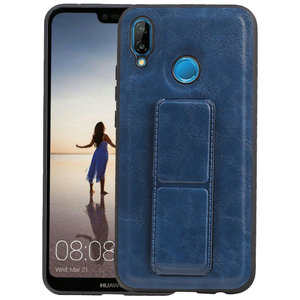 Grip Stand Hardcase Backcover - Telefoonhoesje - Achterkant Hoesje - Geschikt voor Huawei P20 Lite - Blauw