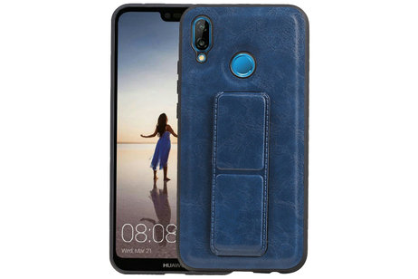 Grip Stand Hardcase Backcover - Telefoonhoesje - Achterkant Hoesje - Geschikt voor Huawei P20 Lite - Blauw