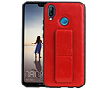 Grip Stand Hardcase Backcover - Telefoonhoesje - Achterkant Hoesje - Geschikt voor Huawei P20 Lite - Rood