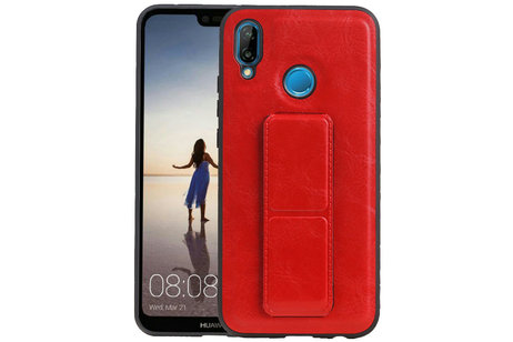 Grip Stand Hardcase Backcover - Telefoonhoesje - Achterkant Hoesje - Geschikt voor Huawei P20 Lite - Rood