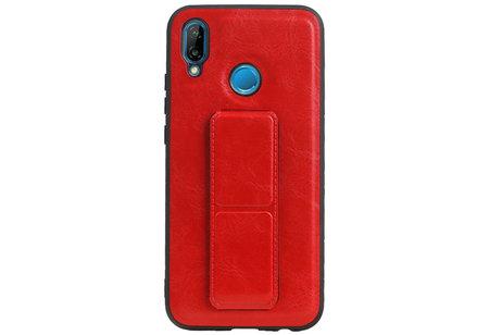 Grip Stand Hardcase Backcover - Telefoonhoesje - Achterkant Hoesje - Geschikt voor Huawei P20 Lite - Rood