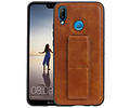 Grip Stand Hardcase Backcover - Telefoonhoesje - Achterkant Hoesje - Geschikt voor Huawei P20 Lite - Bruin