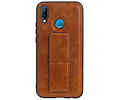 Grip Stand Hardcase Backcover - Telefoonhoesje - Achterkant Hoesje - Geschikt voor Huawei P20 Lite - Bruin