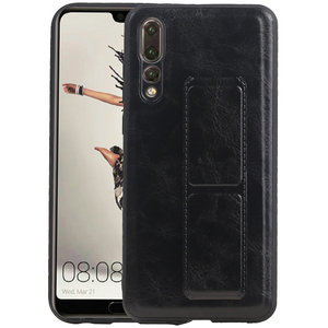 Grip Stand Hardcase Backcover - Telefoonhoesje - Achterkant Hoesje - Geschikt voor Huawei P20 Pro - Zwart