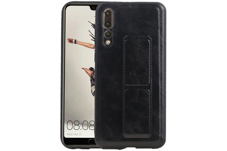 Grip Stand Hardcase Backcover - Telefoonhoesje - Achterkant Hoesje - Geschikt voor Huawei P20 Pro - Zwart