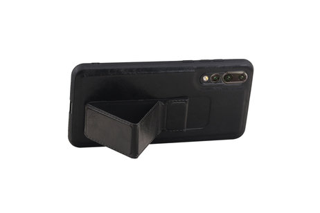 Grip Stand Hardcase Backcover - Telefoonhoesje - Achterkant Hoesje - Geschikt voor Huawei P20 Pro - Zwart