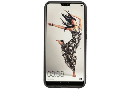 Grip Stand Hardcase Backcover - Telefoonhoesje - Achterkant Hoesje - Geschikt voor Huawei P20 Pro - Zwart