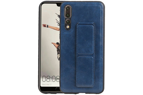 Grip Stand Hardcase Backcover - Telefoonhoesje - Achterkant Hoesje - Geschikt voor Huawei P20 Pro - Blauw