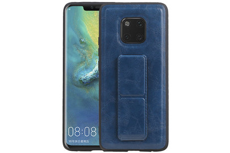 Grip Stand Hardcase Backcover - Telefoonhoesje - Achterkant Hoesje - Geschikt voor Huawei Mate 20 Pro - Blauw