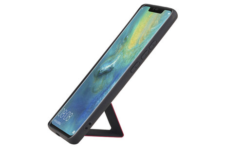 Grip Stand Hardcase Backcover - Telefoonhoesje - Achterkant Hoesje - Geschikt voor Huawei Mate 20 Pro - Rood