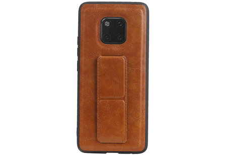 Grip Stand Hardcase Backcover - Telefoonhoesje - Achterkant Hoesje - Geschikt voor Huawei Mate 20 Pro - Bruin