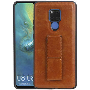 Grip Stand Hardcase Backcover - Telefoonhoesje - Achterkant Hoesje - Geschikt voor Huawei Mate 20 X - Bruin