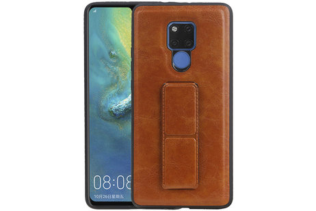 Grip Stand Hardcase Backcover - Telefoonhoesje - Achterkant Hoesje - Geschikt voor Huawei Mate 20 X - Bruin