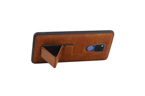 Grip Stand Hardcase Backcover - Telefoonhoesje - Achterkant Hoesje - Geschikt voor Huawei Mate 20 X - Bruin