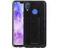 Grip Stand Hardcase Backcover - Telefoonhoesje - Achterkant Hoesje - Geschikt voor Huawei Nova 3 - Zwart