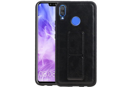 Grip Stand Hardcase Backcover - Telefoonhoesje - Achterkant Hoesje - Geschikt voor Huawei Nova 3 - Zwart