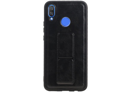 Grip Stand Hardcase Backcover - Telefoonhoesje - Achterkant Hoesje - Geschikt voor Huawei Nova 3 - Zwart