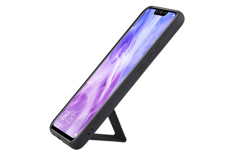 Grip Stand Hardcase Backcover - Telefoonhoesje - Achterkant Hoesje - Geschikt voor Huawei Nova 3 - Zwart