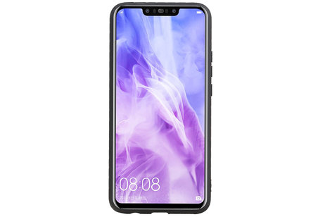 Grip Stand Hardcase Backcover - Telefoonhoesje - Achterkant Hoesje - Geschikt voor Huawei Nova 3 - Zwart