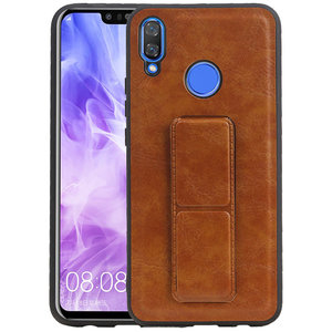 Grip Stand Hardcase Backcover - Telefoonhoesje - Achterkant Hoesje - Geschikt voor Huawei Nova 3 - Bruin