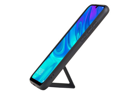 Grip Stand Hardcase Backcover - Telefoonhoesje - Achterkant Hoesje - Geschikt voor Huawei P Smart Plus - Zwart