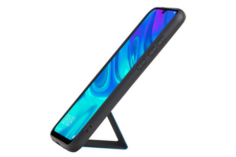 Grip Stand Hardcase Backcover - Telefoonhoesje - Achterkant Hoesje - Geschikt voor Huawei P Smart Plus - Blauw