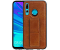 Grip Stand Hardcase Backcover - Telefoonhoesje - Achterkant Hoesje - Geschikt voor Huawei P Smart Plus - Bruin