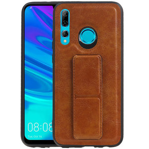 Grip Stand Hardcase Backcover - Telefoonhoesje - Achterkant Hoesje - Geschikt voor Huawei P Smart Plus - Bruin