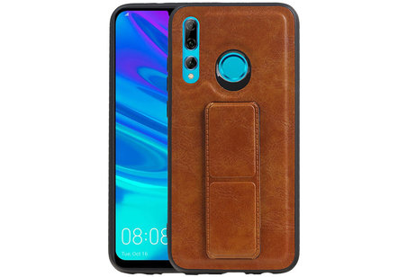 Grip Stand Hardcase Backcover - Telefoonhoesje - Achterkant Hoesje - Geschikt voor Huawei P Smart Plus - Bruin