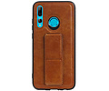 Grip Stand Hardcase Backcover - Telefoonhoesje - Achterkant Hoesje - Geschikt voor Huawei P Smart Plus - Bruin