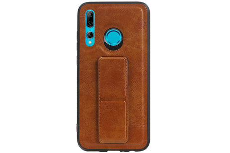 Grip Stand Hardcase Backcover - Telefoonhoesje - Achterkant Hoesje - Geschikt voor Huawei P Smart Plus - Bruin