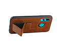 Grip Stand Hardcase Backcover - Telefoonhoesje - Achterkant Hoesje - Geschikt voor Huawei P Smart Plus - Bruin