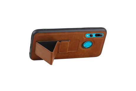 Grip Stand Hardcase Backcover - Telefoonhoesje - Achterkant Hoesje - Geschikt voor Huawei P Smart Plus - Bruin
