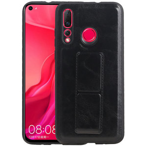 BAOHU Grip Stand Hardcase Backcover - Telefoonhoesje - Achterkant Hoesje - Geschikt voor Huawei Nova 4 - Zwart
