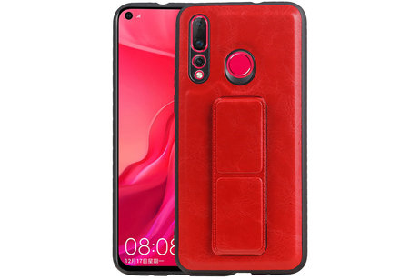 Grip Stand Hardcase Backcover - Telefoonhoesje - Achterkant Hoesje - Geschikt voor Huawei Nova 4 - Rood